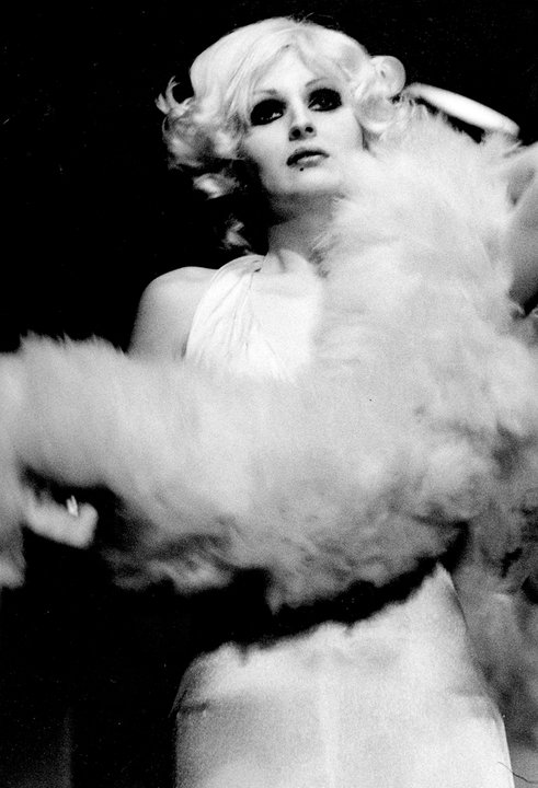Candy Darling as Marilyn Monroe in some commercial production of TOM EYEN's "The White Whore and The Bit Player."